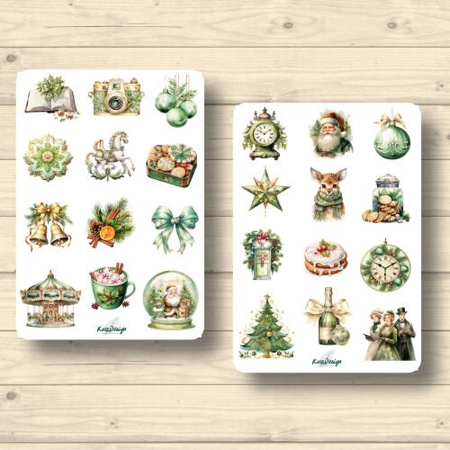 Sticker Set Weihnachten in hellgrün