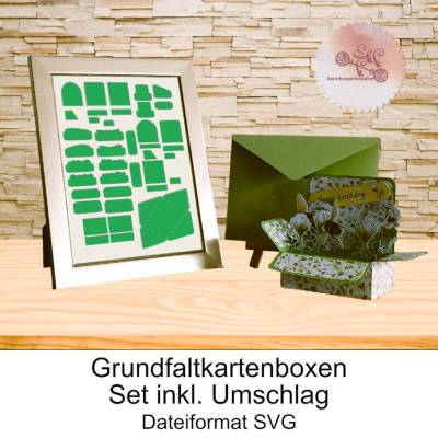 Plotterdatei Grundfaltkartenboxen Set inkl. Umschlag