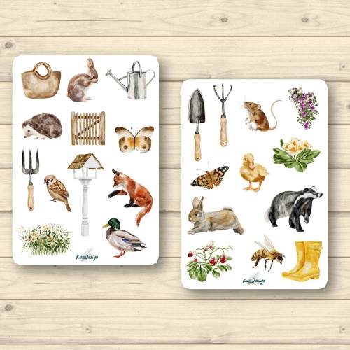 Sticker Set Waldtiere im Garten