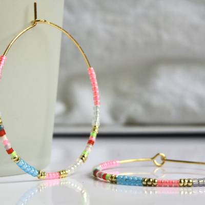 Creolen Pastel Perlen vergoldet Miyuki