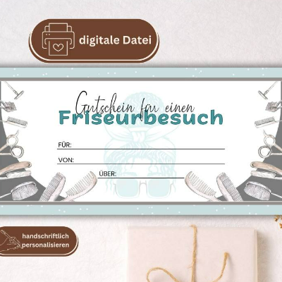 Gutschein für einen Friseurbesuch | Wellnessgutschein Vorlage | PDF Geschenkgutschein | DIY Adventskalender befüllen