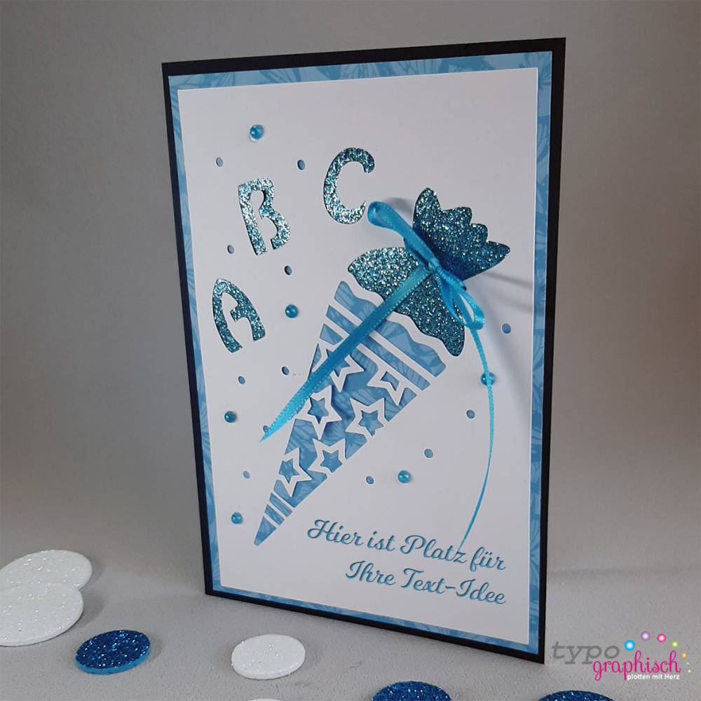 Plotterdatei Einschulungskarte mit Schultüte & Stern – DIY Schneidedatei, Aufleger, SVG/PDF, personalisierbar Bild 2