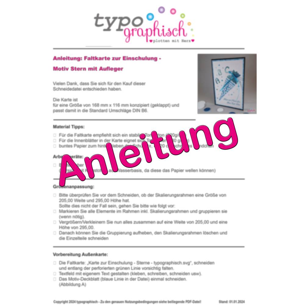 Plotterdatei Einschulungskarte mit Schultüte & Stern – DIY Schneidedatei, Aufleger, SVG/PDF, personalisierbar Bild 5