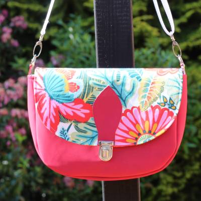 Kleine Handtasche - Saddle Bag Svea * Blumen * rot