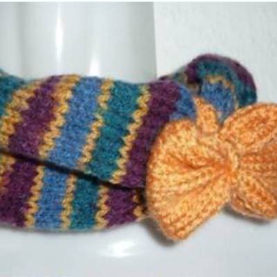 gestrickter Schal - Loop mit Schleife - mehrfarbig