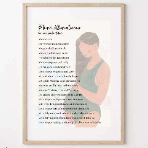 Affirmationsposter Geburt und Schwangerschaft, Poster Geburtsvorbereitung, Dekoration Hebammenpraxis