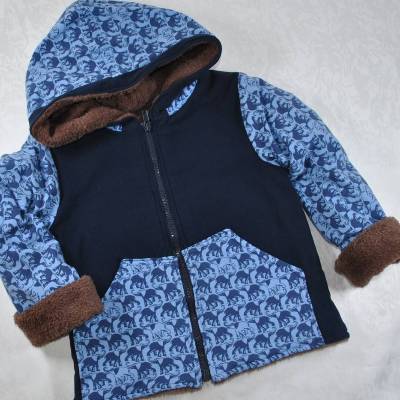 Kuschelige Winterjacke für Kinder, Gr.110, Elefanten – Einzigartig & wärmend