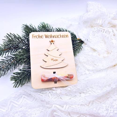 Geldgeschenke Weihnachten | Karte aus Holz | Gutschein als Geschenk | kleine Weihnachtsgeschenke  | Geschenkidee 