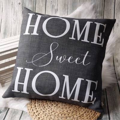 Kissen 50 x 50 cm (Farbbeispiel grau) "Home Sweet Home" Kissen aus Polstercanvas in 36 Farben