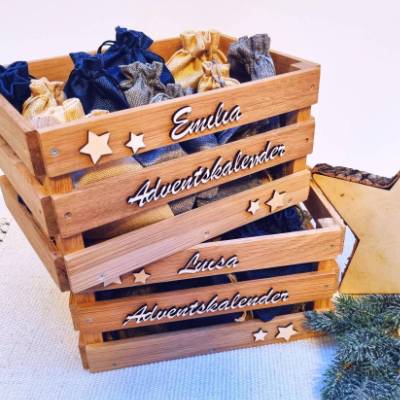 Adventskalender personalisiert | Adventskalender Kinder | Holzkiste  Weihnachten | Geschenke für Kinder | Adventskiste