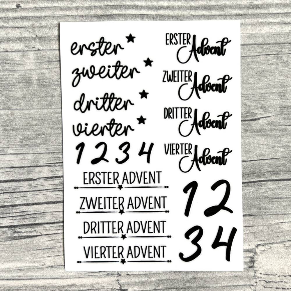 Rub Ons I Rub-On Modern, RANDLOS, ADVENT, A6, schwarz, z.B. f. Raysin