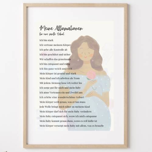 Geburt Affirmationsposter für schwangere Frauen, Dekoration Hebammenpraxis, Poster Geburtsvorbereitung