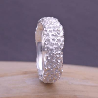 Ring "Riff" Silber 925 mit Lochmuster, organisch verformter Silberring mit außergewöhnlichem Design, Naturform