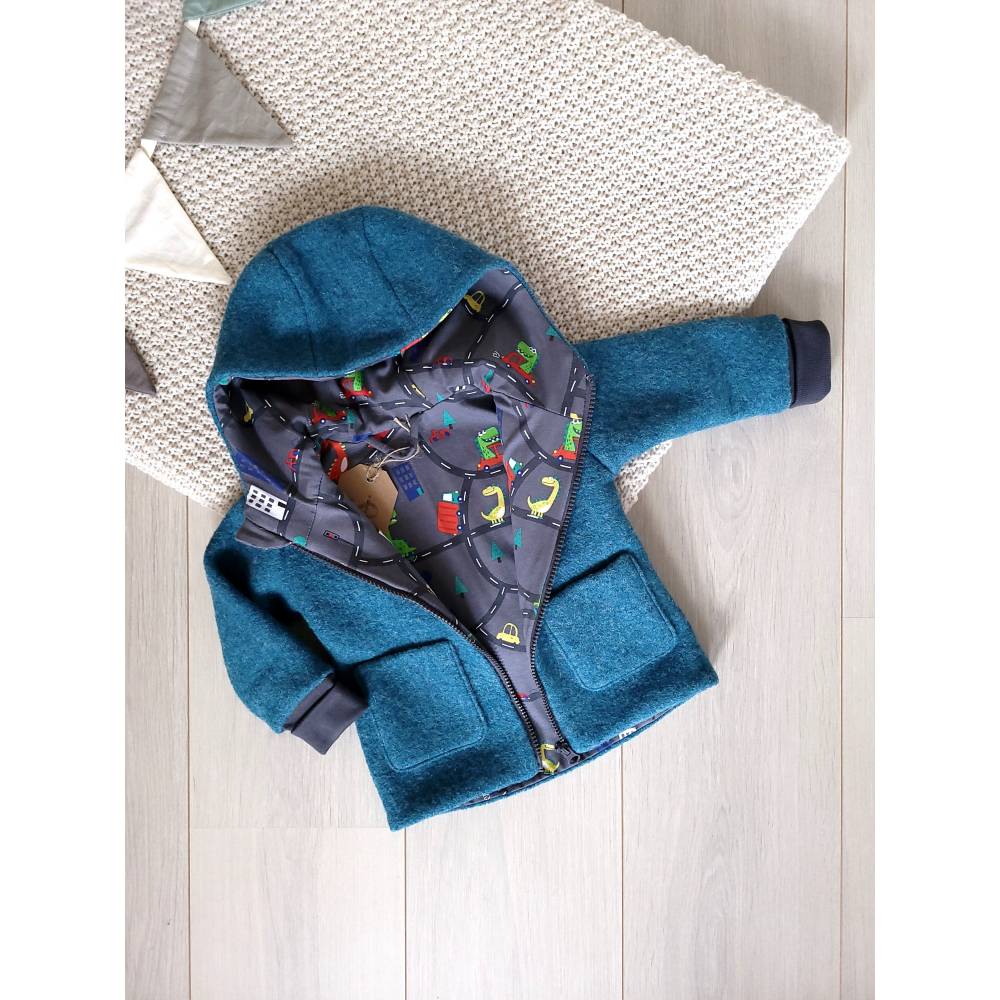 Wollwalk Jacke, Walkjacke Gr. 74, petrol, Dinos Bild 1