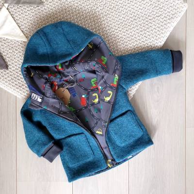 Wollwalk Jacke, Walkjacke Gr. 74, petrol, Dinos