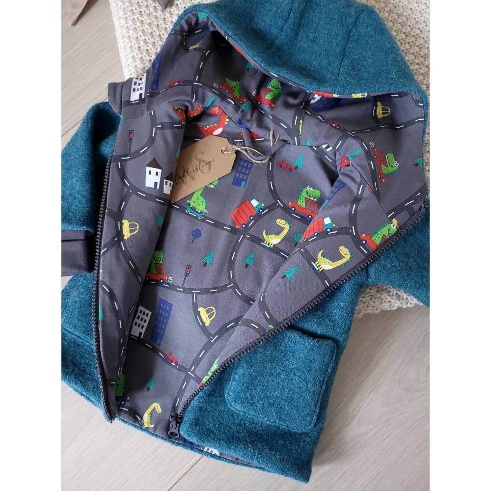 Wollwalk Jacke, Walkjacke Gr. 74, petrol, Dinos Bild 2