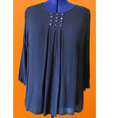 Elegante schwarze Schlupfbluse, Größe 52