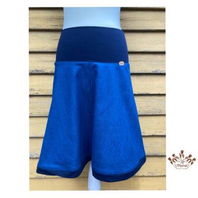 dunkelblauer Jeansrock knielang und ausgestellt mit blauen Stretchbund, Tellerrock ANNA -002- Gr. S / M / L / XL
