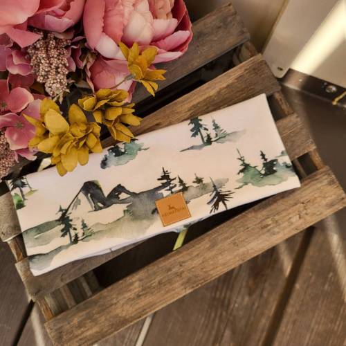 Kinderstirnband Stirnband Bergstoff Bergstirnband Kinder Weiß creme Natur Berg Berge Gipfel outdoor Outdoorband Knotenst
