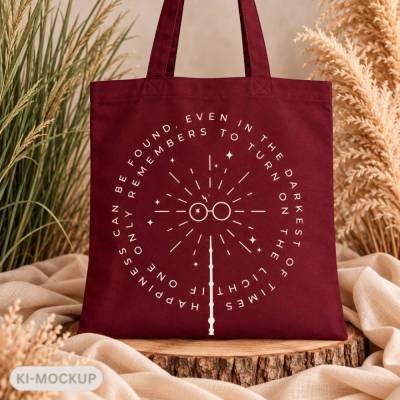 Stoffbeutel Harry Potter – Baumwolltasche mit Brille & Zauberstab – Bordeaux Shopper – Geschenk für Fantasy Fans