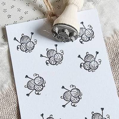 Wolle - Stricken - Ministempel 1,5 cm Durchmesser - Motiv: 1276