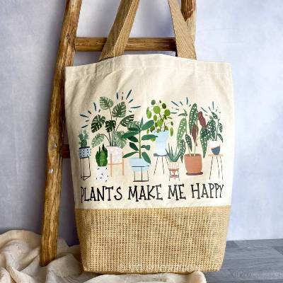 Jute Tasche Einkaufstasche Shopper | nachhaltige Tragetasche Geschenkidee | plants make me happy
