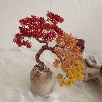 Tricolor Bonsai-Drahtbaum Unikat – Handgemachte Drahtkunst im Asia Look, Geschenk & Deko