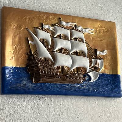 Segelschiff - 1Relief mit Anhänger - toll für die Wandgestaltung 