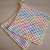 Topflappen mit Strukturmuster, rosa-blau-gelb-meliert,. 100% Baumwolle
