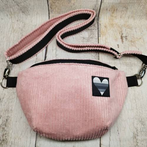 Rosa Bauchtasche & Crossbodybag aus Cord – Stylisch, robust, 2 Größen, waschbar