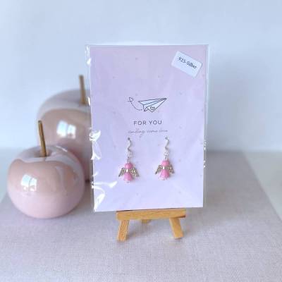 Ohrringe * Schutzengel * Rosa * Ohrhaken 925er Silber * Grußkarte * Geschenkidee