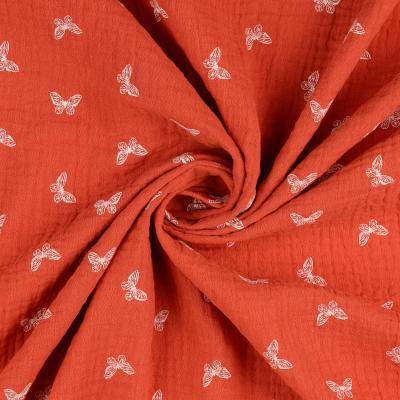 Musselin Double Gauze Baumwolle Schmetterling  orange Oeko-Tex Standard 100 Kl. 1(1m/9,00 €)