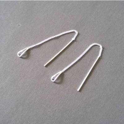 999 Reinsilber Durchziehohrringe, Fädelohrringe mit einem Anhänger in Tropfenform Brautschmuck