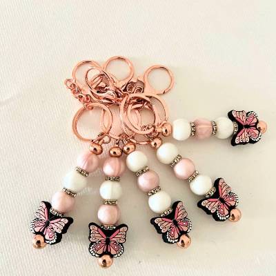 Schlüsselanhänger Schmetterling Silikonperlen Taschenbaumler Rucksackanhänger Geburtstag Geschenk