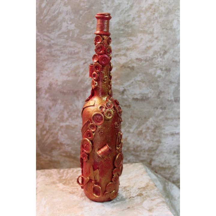 Dekoflasche Wohndekoration NÄHPARADIES Upcycling Flasche Flaschenkunst Dekoration Collage Deko Kunst Geldgeschenk