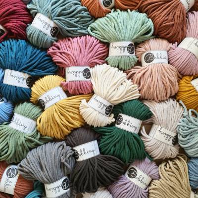 Bobbiny 5 mm Premium Baumwollkordel, 100m, perfekt zum Häkeln und Handarbeiten