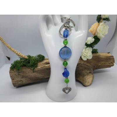 Designer Schlüssel-/Taschenanhänger, Vergissmeinnicht, blau-grün