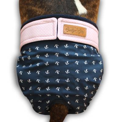 Läufigkeitshose nach Maß für Hunde "Anchors on Blue"