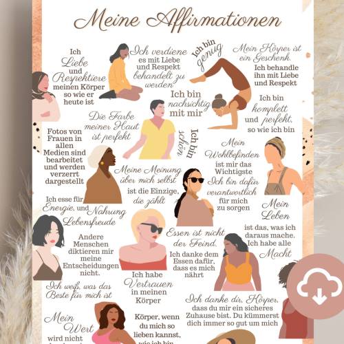 Body Positivity Poster für Frauen – Feminismus Kunstdruck mit Affirmationen & Empowerment