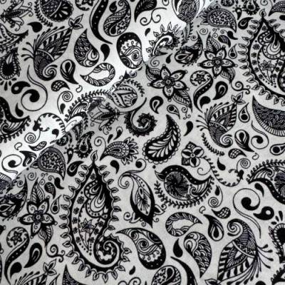 Baumwolle/Webware Paisley, schwarz auf weiß
