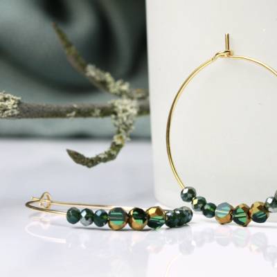 Creole böhmische Glasperlen Ohrring aus Edelstahl vergoldet 