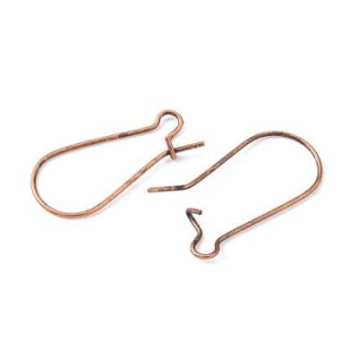 10/50 Kidney-Ohrhaken aus Eisen, nickelfrei, Rotkupfer, 25x12 mm