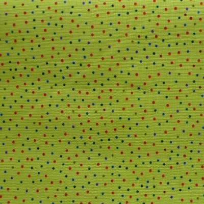 Patchworkstoff - kleine kräftige Punkte auf kräftig hellgrünem Hintergrund