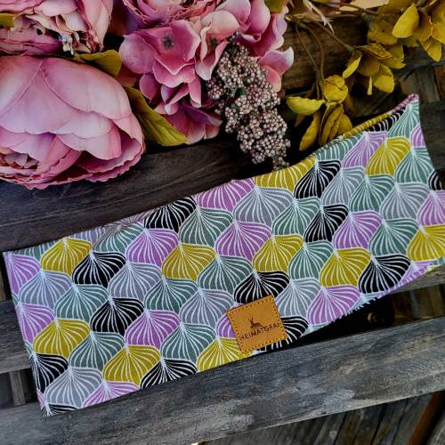 Haarband Ornamente Kreise Lila senfgelb Stirnband Leostoff Leomotiv Bergstirnband Knotenstirnband Haarreif Outdoorband E