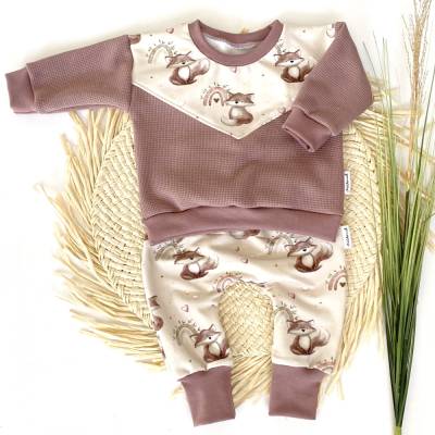 Pumphose + Sweater Füchse Regenbogen Mädchen Baby 
