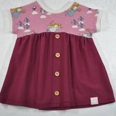 Mädchenkleid, Gr. 74, weinrot-weiß,Engel
