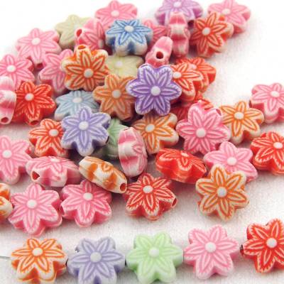 40 Sterne bunter Mix Kunststoffperlen pastell, Blüte Stern, candy colour beads, Kinderschmuck basteln Stern Perlen