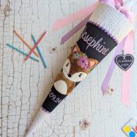 Schultüte aus Stoff Fuchs personalisiert – Handgenähte Zuckertüte mit Namen & Wunschfarben