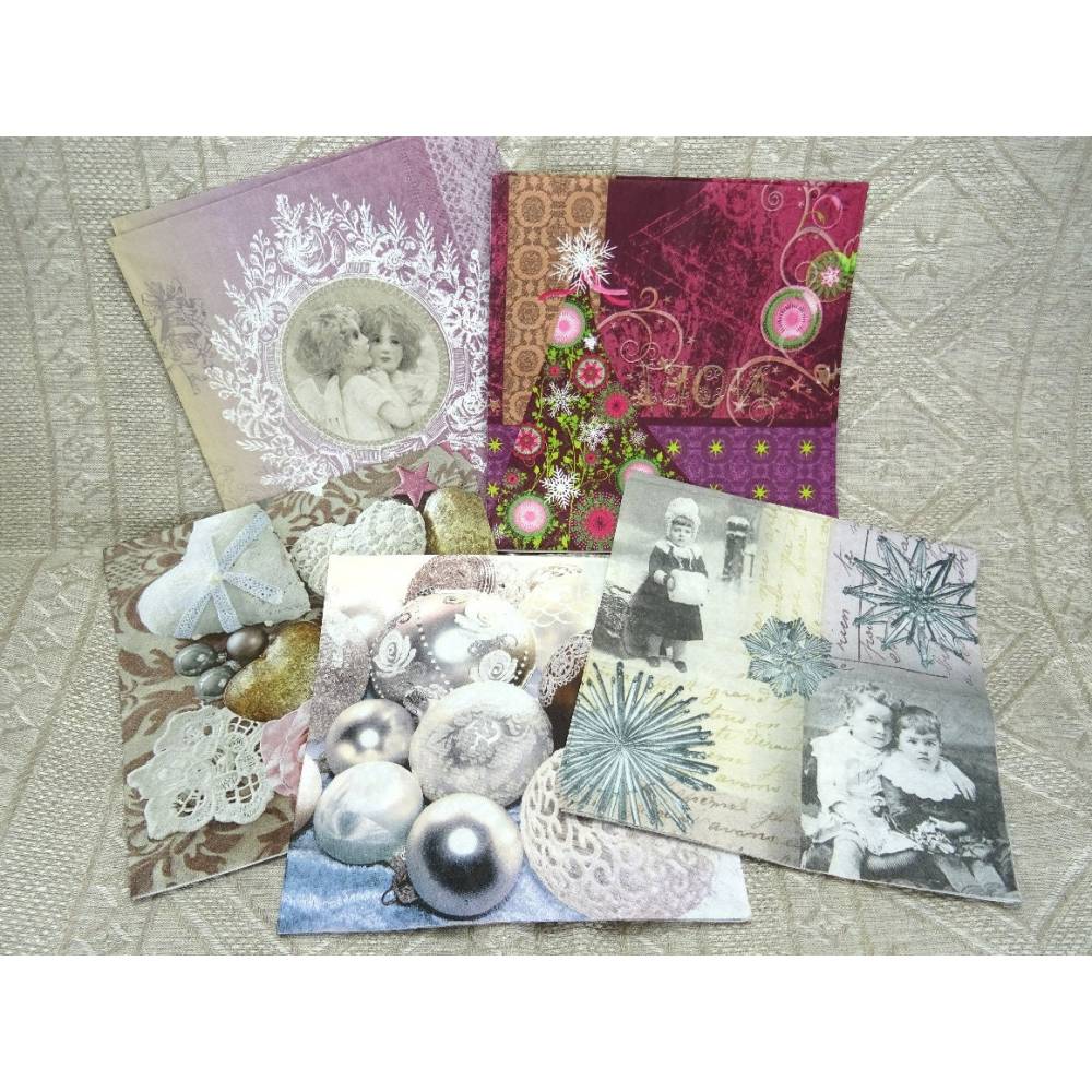 Servietten nostalgisch Weihnachten vintage Stil, Tissue Serviette, Serviettentechnik Decoupage