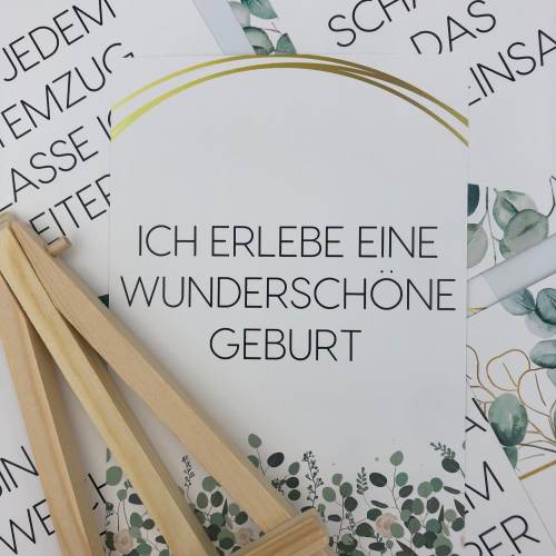 Affirmationskarten Schwangerschaft & Hypnobirthing – Eukalyptus Design zur Geburtsvorbereitung